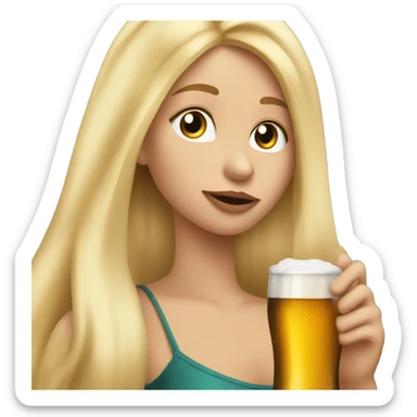 long blonde hair girl drinking beer sticker