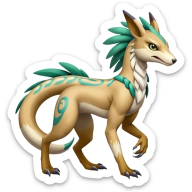 Tribal Exotic Meloetta-Sergal-Palkia-hybrid-fusion-Fakémon-creature, full body sticker
