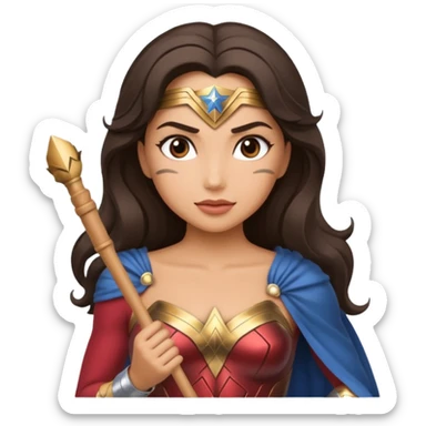 Wonder Woman holding white orchestra baton sticker