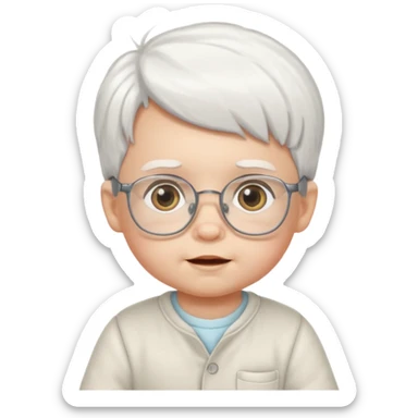 white haired little baby with glassess sticker