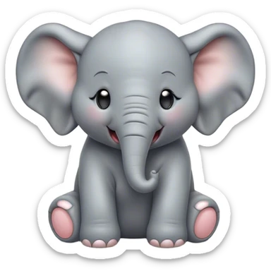 Cinematic Cute Yawning Baby Elephant Portrait Emoji, Head tilted slightly with a dramatic, wide-open yawn, showcasing a soft, downy gray hide with oversized drooping ears, round eyes barely open in drowsy contentment, Simplified yet irresistibly adorable features, highly detailed, glowing with a soft, cozy glow, high shine, relaxed yet expressive, stylized with a touch of gentle whimsy, bright and endearing, soft glowing outline, capturing the essence of a sleepy yet affectionate baby elephant, so drowsy it feels like it could stretch out of the screen and curl up for a nap! sticker