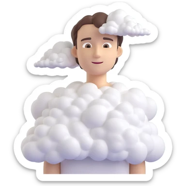 person made entirely of volumetric clouds, shoulder up sticker