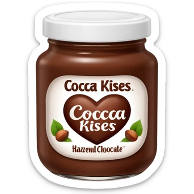 Jar of hazelnut chocolate spread and make the label say cocoa kisses with a white lid sticker