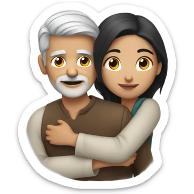 Gray haired man hugs dark haired Mexican girl sticker