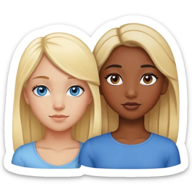 Best friends girl. Black girl black eyes blonde girl blue eyes sticker