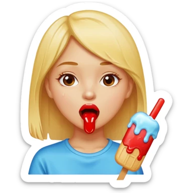 Girl licking popsicle sticker