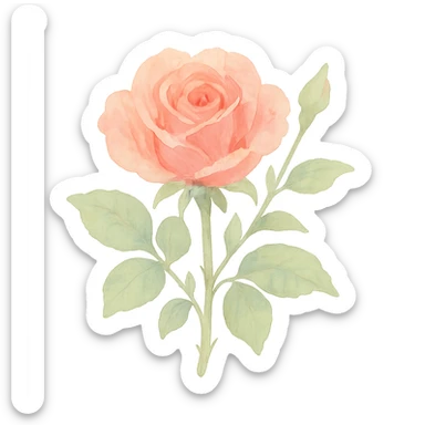 watercolor illustration of a rose, light brush strokes, pastel shades sticker