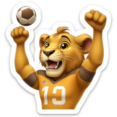 simba as a football player celebrate a goal sticker