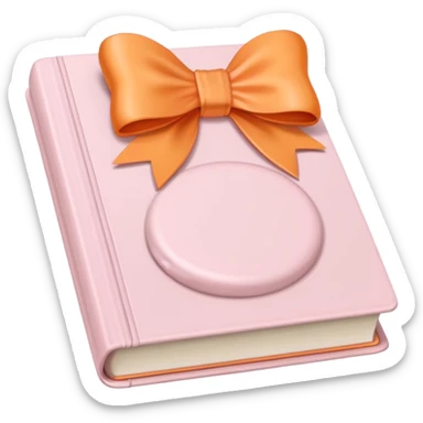 pastel light pink book emoji with a light orange bow on top sticker