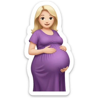 heavily pregnant woman with very large overdue belly sticker