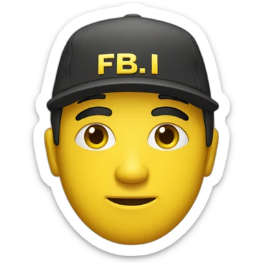 man with yellow "FBI" letters on his cap sticker
