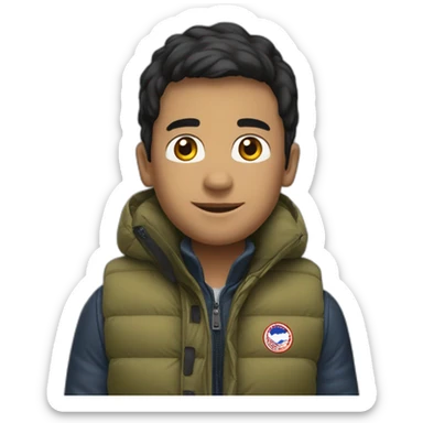 Ragazzo con gilet di Canada goose sticker