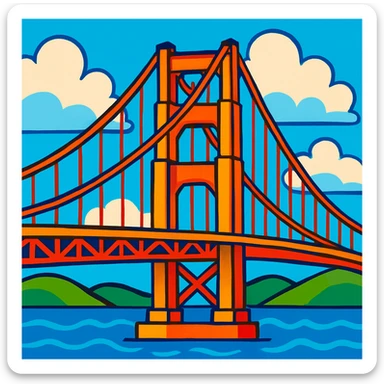 bridge, vibrant cartoon style sticker
