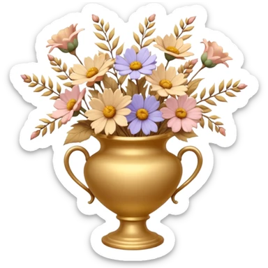 dried flowers in a golden vase sticker