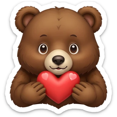 A bear with a heart sticker