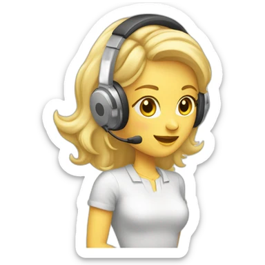 blonde women wearing headphones with microphone for live support sticker