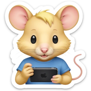 yellow haired mice with phone sticker
