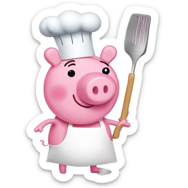 Peppa pig with a sharp cooking utensil sticker