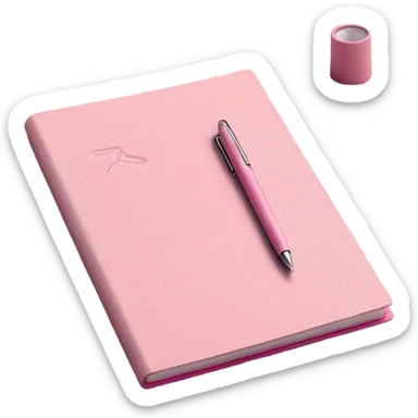 Pink notebook with pen sticker