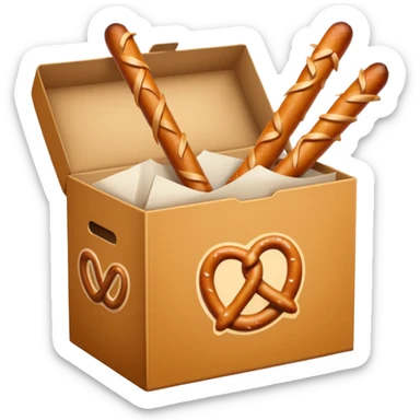 Pretzel sticks on paper box sticker