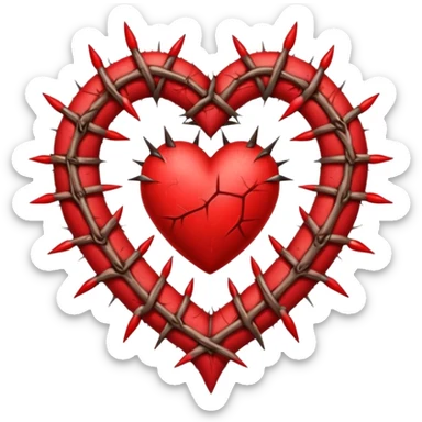 Create heart shape and in the horizontal midway create that crown thonrs like in the Jesus head  sticker