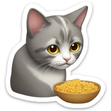 a cat eating food sticker