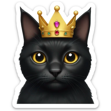 black cat wearing a crown sticker
