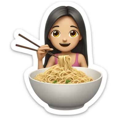 Girl eating noodles sticker