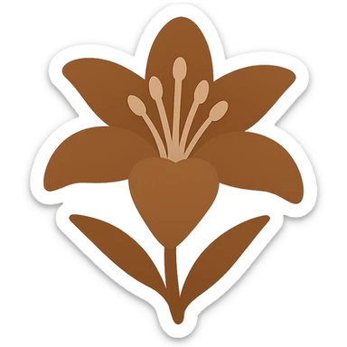 a brown lily flower, minimal flat icon, modern style sticker