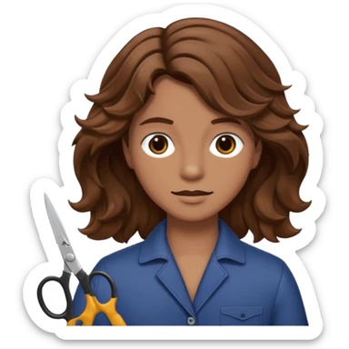 Brown wavy hair cut with scissors sticker