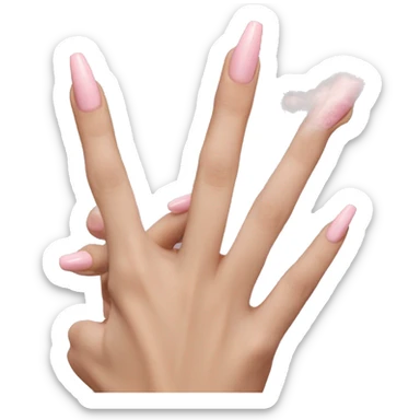 feminine pale hand with baby pink nails holding smoking palo santo realistic soft textures sticker