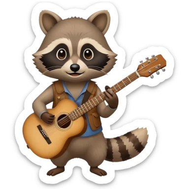crazy Raccon with guitar sticker
