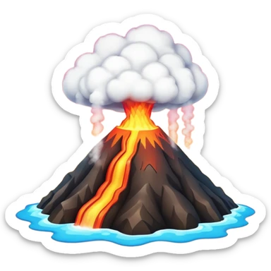 geothermal energy emoji with volcano and steam sticker