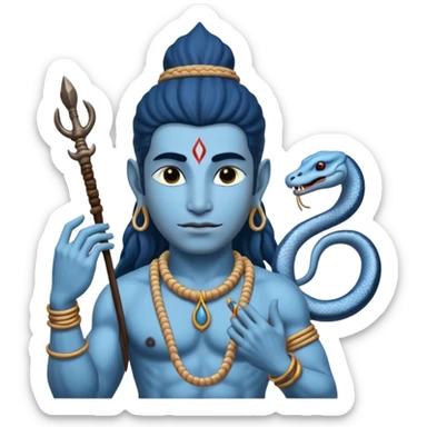 Mahadev real god  shiv not like cartoon  blue body and trishul and and had damru and nack around sanke  sticker