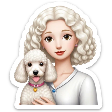 White Standard Poodle and Women sticker