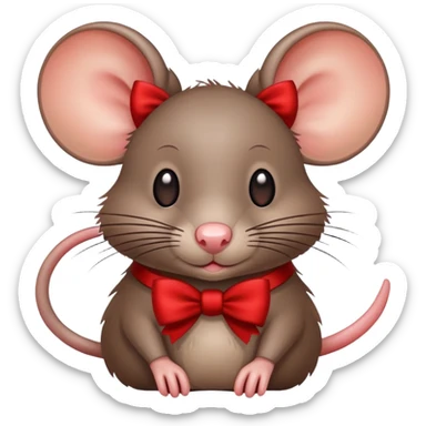a rat with a bow sticker