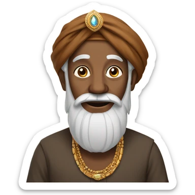 old brown man with jewelry and turban wearing dhoti sticker