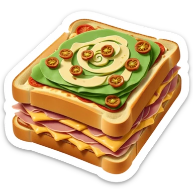 pistachio cream(main), jambon beurre(like flower), pizza sticker