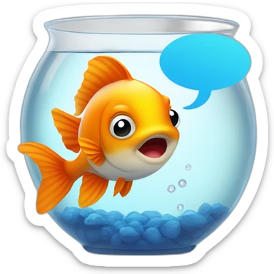 Goldfish in a bowl with a speechbubble that says "Blub" sticker