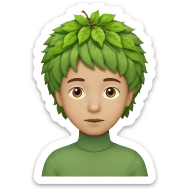The Tree of Wisdom of The Wiggles with light skin, brown eyes, green leaves wig and, green skivvy shirt, light brown pants sticker