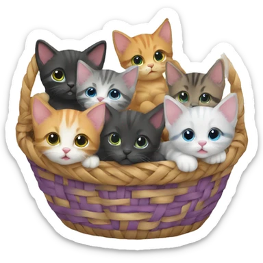 basket of different colored cute kittens  sticker