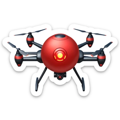flying orb shaped futuristic targeting drone acquires target and paints with laser. sci-fi war sticker
