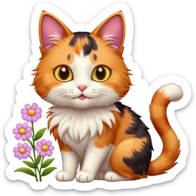 котик  з квітами  sticker