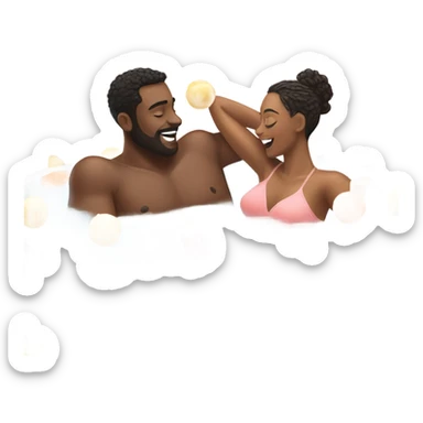Couple taking bath bomb sticker