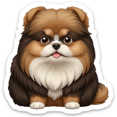 Fluffy black and brown shi tzu, pomeranian, maltese dog  sticker
