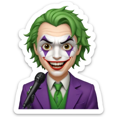 joker with, microphone, singing sticker