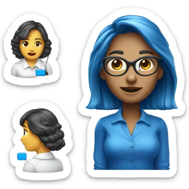 Você é um atendente de telemarketing crie uma emoji com uma blusa AZUL e um fone de telemarketing, cabelo escuro e pele branca sticker