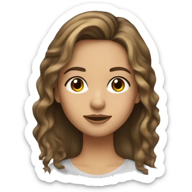 A girl with mid length brunette hair with a bit of blonde highlights hazel eyes and lashes  sticker