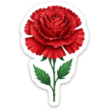 create a red carnation flower with a stem sticker