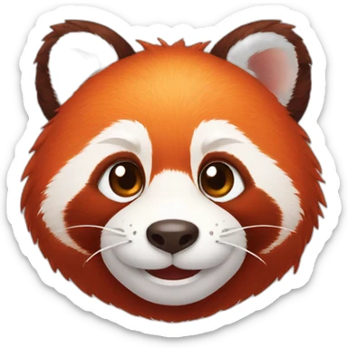 smiling red panda face with glossy eyes sticker